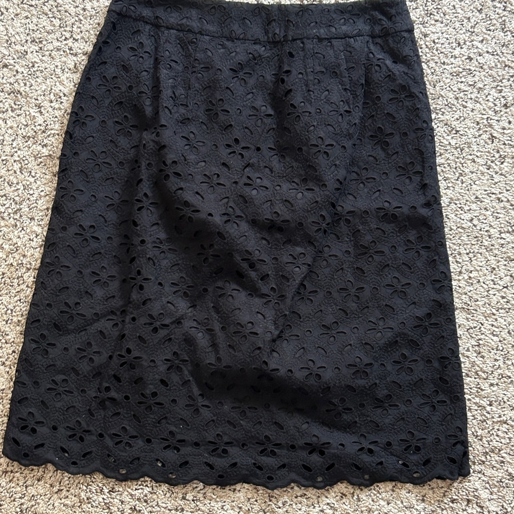 Talbots Black Eyelet Pencil Skirt
